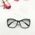 Montura de gafas ojo de gato TR90 verde gafas ópticas de moda patillas flexibles estilo diario - Verde