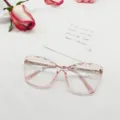 Pink transparent cat-eye optical glasses frame with sleek metal temples for daily wear. - Transparent Pink