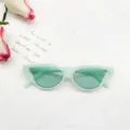Retro cat-eye small frame sunglasses with colorful ocean lenses, trendy and stylish eyewear. - Jelly Green / Green Lenses