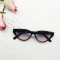 Retro cat eye sunglasses for women men small frame vintage gradient shades punk eyewear fashion - Black Frame Blue Tea