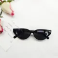 Retro Cat-Eye Sunglasses Women Small Frame Trendy Black Shades Hip-Hop Eyewear - Black Frame Full Grey