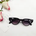 Retro cat eye sunglasses with black frame and gradient lenses, stylish European and American trend. - Black Frame Dual Grey