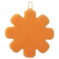 Flower silicone dishwashing brush kitchen cleaning scrubber with soft bristles tool - Orange