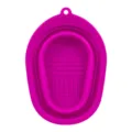 Pink collapsible silicone makeup brush cleaning pad, portable beauty tool scrubber mat. - Rose Red