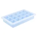 Blue silicone ice cube tray with clear lid, 15 compartments for whiskey home freezing. - Thin / Blue