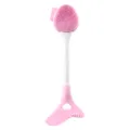 Silicone makeup assistant tool with brush head and mermaid tail handle for daily use. - Cleansing Brush And Eye Makeup Tool / Pink