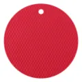 Silicone Hot Pot Trivet Heat Resistant Mat Non-Slip Kitchen Table Coaster Red Round - Red