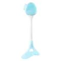 Silicone facial cleaning brush variant, blue and white long handle body massage tool. - Cleansing Brush And Eye Makeup Tool / Blue
