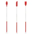 Mini telescopic silicone spatula and spoon set with hanging ring for cosmetic use. - Spatula, Scraper & Oil Brush / Pink