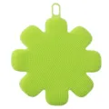 Green silicone dishwashing brush floral shape kitchen cleaning tool with hanging hole for home use - Green