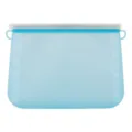 Blue silicone food storage bag reusable leakproof kitchen organizer with volume scale marks - Small 235x46x105mm / Blue