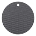 Round grey silicone hot pot trivet mat, honeycomb design kitchen heat resistant cup holder - Dark Gray