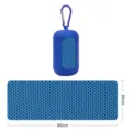 Asciugamano sportivo rinfrescante blu con custodia in silicone e moschettone 30x80cm. - 30x90cm / Blu scuro