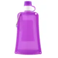 Collapsible silicone water bottle in purple variant, portable compact outdoor sports kettle with carabiner. - 550ml / Lilac Purple
