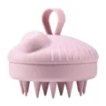 Pink silicone scalp massage shampoo brush with liquid dispenser and loop handle for hair washing. - Pink Shampoo Brush