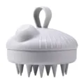 Silicone scalp massager shampoo brush with liquid dispenser and handy grip loop in grey. - Grey Shampoo Brush