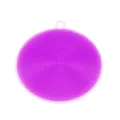 Multifunctional silicone dishwashing brush, flexible kitchen cleaning tool and heat coaster. - Purple