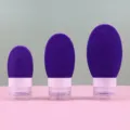 Purple silicone travel refillable squeeze bottles 3-piece set, portable cosmetic lotion containers. - 60ML / Blue