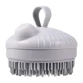 Grey silicone scalp massage shampoo brush with liquid dispenser and hanging loop for daily use. - Grey Bath Brush