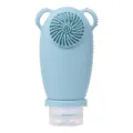 Silicone travel bottle with facial cleansing brush, portable refillable container for lotion. - Grey Blue