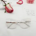 Montura de gafas de ojo de gato transparente, variante elegante óptica TR90 y metal. - Transparente