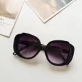Chic oversized round sunglasses for women, Korean style black frame with gradient lenses. - Black Frame Dual Grey