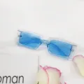 Transparent blue frame rectangular sunglasses, trendy fashion eyewear for women and men. - Transparent Blue