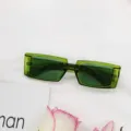 Avocado green square sunglasses, vintage narrow frame fashion sun glasses for women. - Transparent Green