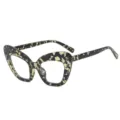 Gafas oversized de ojo de gato con bloqueo de luz azul y elegante montura negro oro. - Estampado de Leopardo Negro
