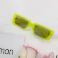 Neon green square sunglasses for women and men, trendy stylish summer eyewear accessories. - Neon Yellow