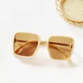 Women Square Sunglasses Beige Frame Gradient Brown Lens UV400 Protection Trendy Eyewear - Beige