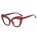 Gafas cat-eye grandes anti luz azul, elegante montura óptica carey roja elegante. - Floral Rojo Vino