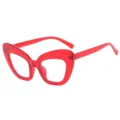 Red translucent oversized cat eye glasses frame, stylish anti blue light clear lens specs. - Burgundy