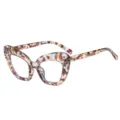 Fashionable large frame cat eye glasses frame with colorful leopard print, anti blue light. - Blue Floral Pattern
