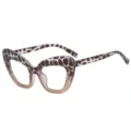 Stylish Cat Eye Blue Light Blocking Glasses Gradient Animal Print Trendy Optical Eyewear Frame - Top Leopard Bottom Light Tea