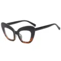 Fashion cat-eye blue light blocking glasses frame, chic black and leopard design. - Upper Black Lower Leopard Frame