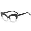Oversized cat-eye blue light blocking glasses, black and clear optical frame stylish. - Black to Transparent Gradient