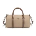 Petit sac Boston en nylon imperméable avec poignées contrastées et bandoulière élégante. - Khaki