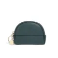 Dark green dome coin purse with zipper closure and cute metal keychain ring accessory. - Dark Green