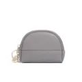 Grey Mini Semi-Circular Coin Purse, Zipper Wallet with Portable Keychain Accessory - Gray