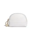 White Half-Moon Mini Coin Purse with Gold Zipper and Keychain Pendant Pouch Variant - White