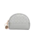 Grey woven leather mini coin purse zipper small wallet cute pouch for daily use compact - Agate Grey