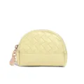 Yellow Woven Coin Purse Mini Leather Zippered Pouch Cute Small Wallet Keyring Accessory - Jelly Yellow