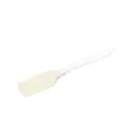 Silicone spatula detail view, flexible scraper head for baking, cream, and jam jars. - White