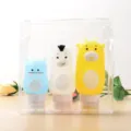 Silicone travel bottles set cartoon portable refillable lotion containers with clear PVC bag. - Set