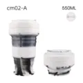 Zusammenklappbarer Silikon Reisebecher 550ml tragbare teleskopische Kaffeewasserflasche - 550ml / Schwarz-weißer Stopfenverschluss + Strohhalm