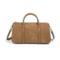 Stylish brown suede Boston handbag for women, elegant top handle shoulder crossbody bag. - Khaki