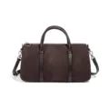 Suede women handbag Boston shoulder crossbody bag stylish brown bowling purse for daily use - Chocolate