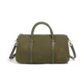 Chic olive green suede boston bag for women with top handles and a convenient shoulder strap. - Olive Green