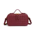 Mini sac boîte en cuir tressé bordeaux avec poignée supérieure et bandoulière élégant - Bordeaux